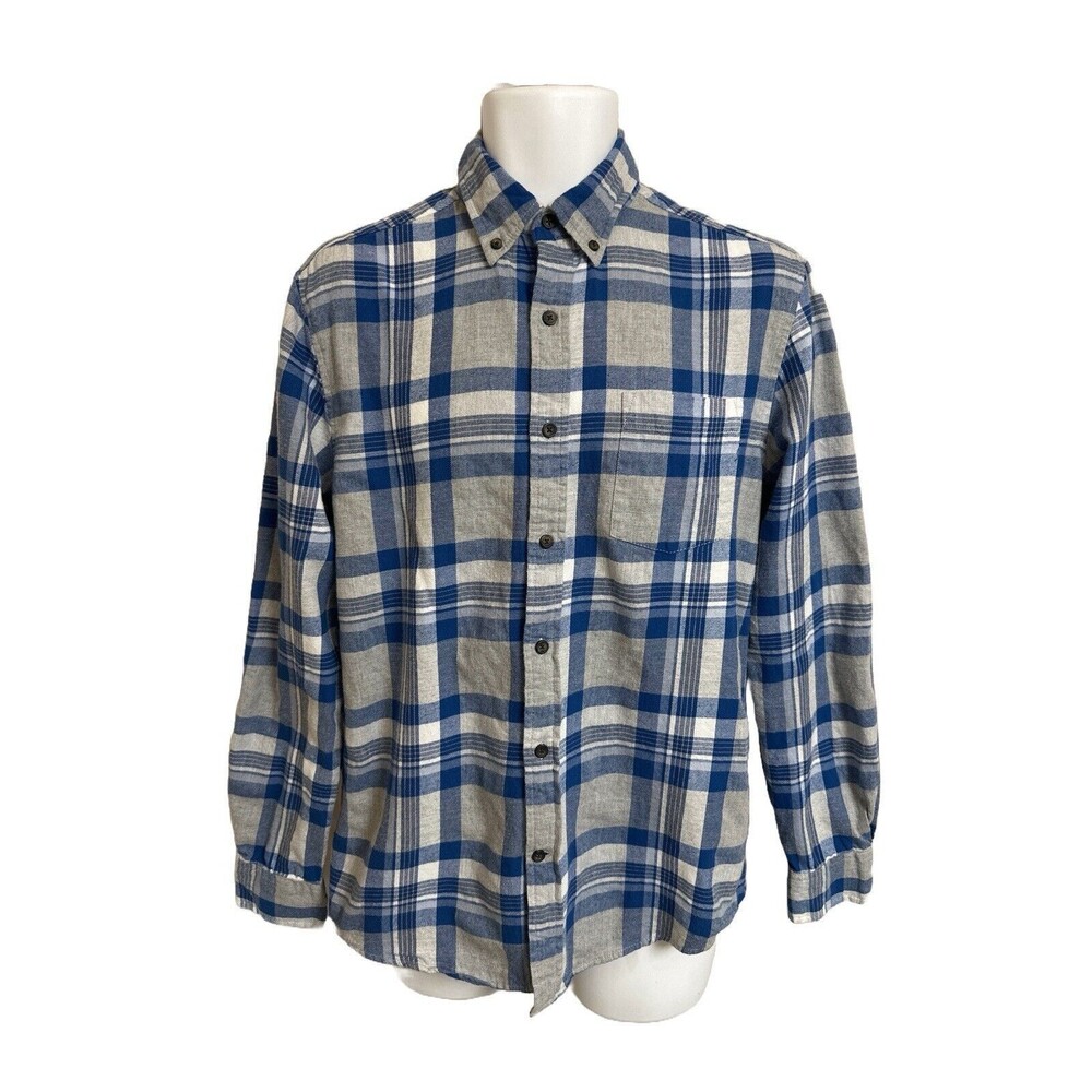 New St John's Bay Men's S Blue Plaid Flannel Shirt Long Sleeve Button Up